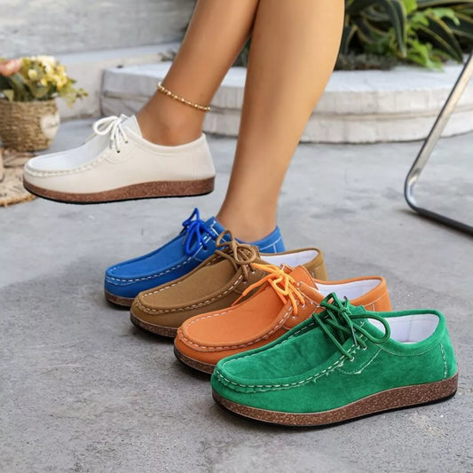 Round Toe Lace Up Slip-Ons