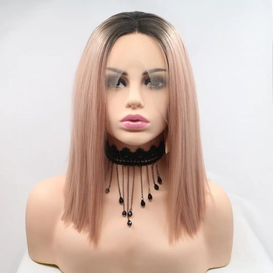 Gilded Strands™ Blush Noir Straight Bob — 12"