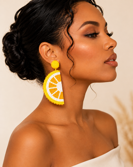 Alloy Beaded Orange Shape Earrings