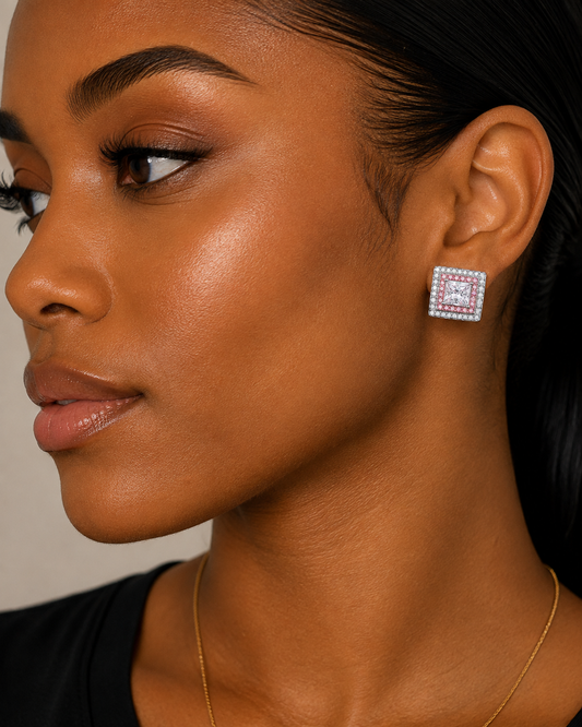 Moissanite Square Stud Earrings