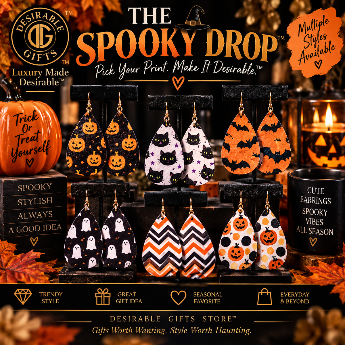 Halloween Teardrop Earrings Set