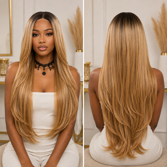 Gilded Strands™ Khaki Luxe Straight Wig — 24"