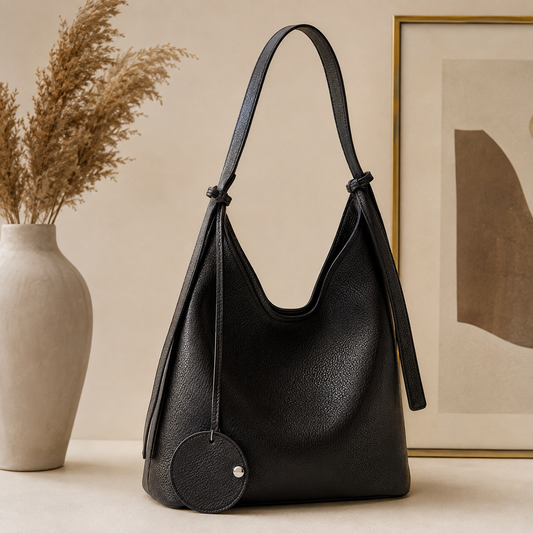 Solid Color Leather Handbag
