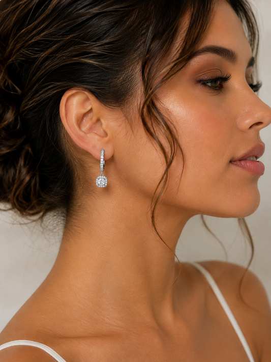 Adored Moissanite Huggie Drop Earrings