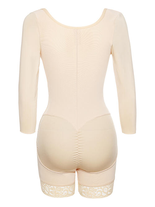Zip-Up Lace Long Sleeve Shaping Bodysuit – Full Size