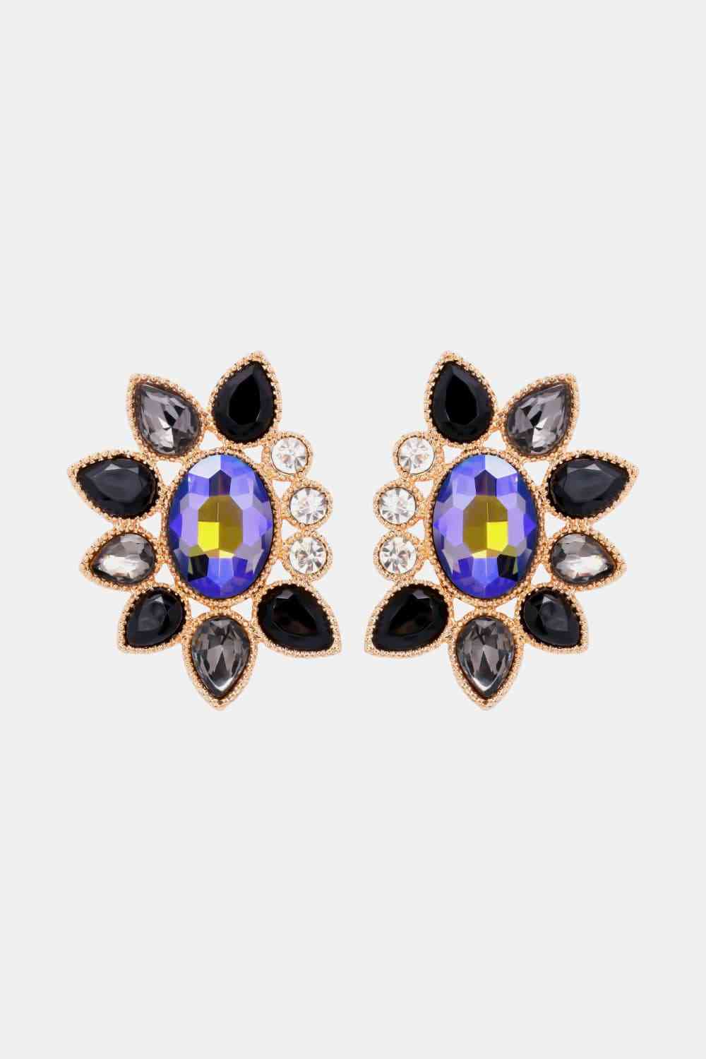 Geometrical Shape Glass Stone Dangle Earrings