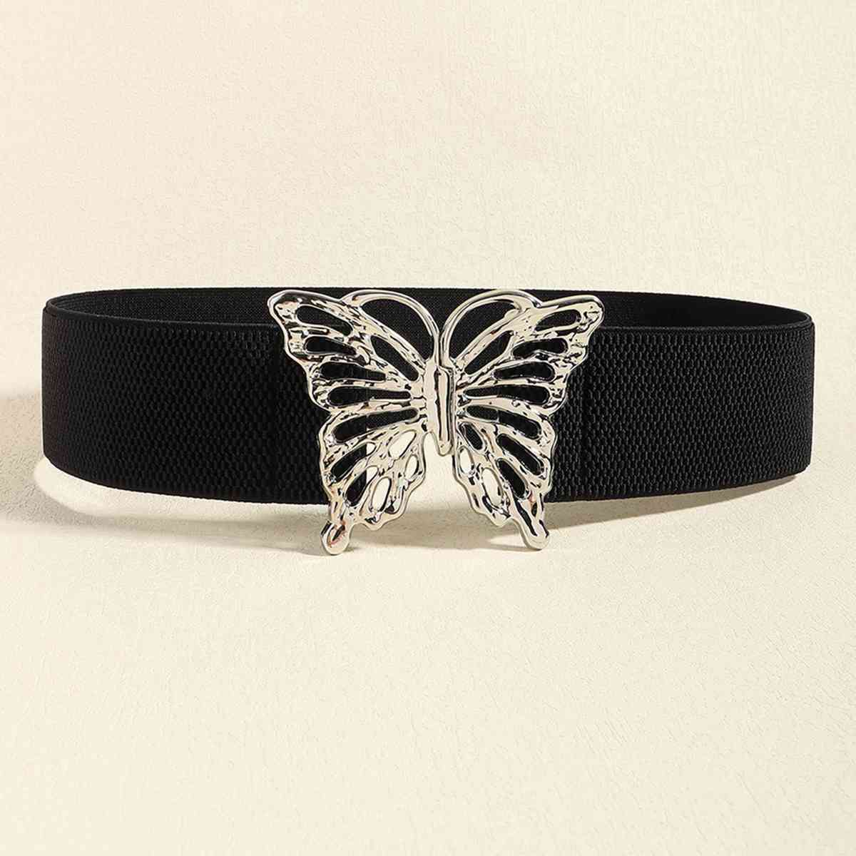 Chic Butterfly Elastic Belt with Durable Alloy Buckle
