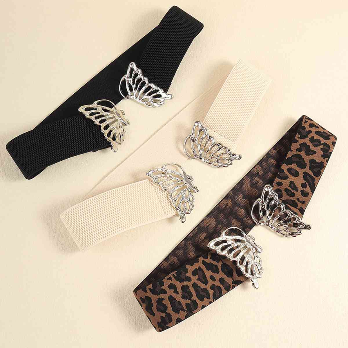 Chic Butterfly Elastic Belt with Durable Alloy Buckle