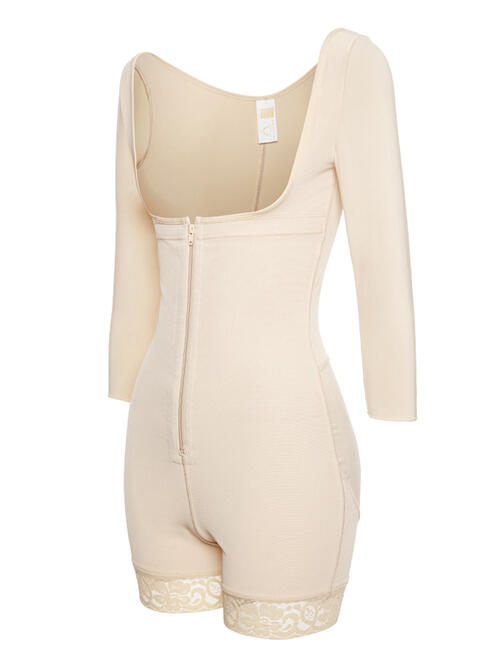 Zip-Up Lace Long Sleeve Shaping Bodysuit – Full Size