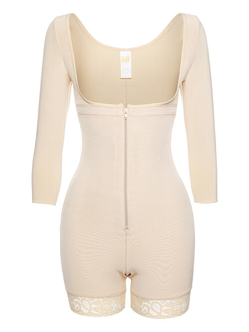 Zip-Up Lace Long Sleeve Shaping Bodysuit – Full Size