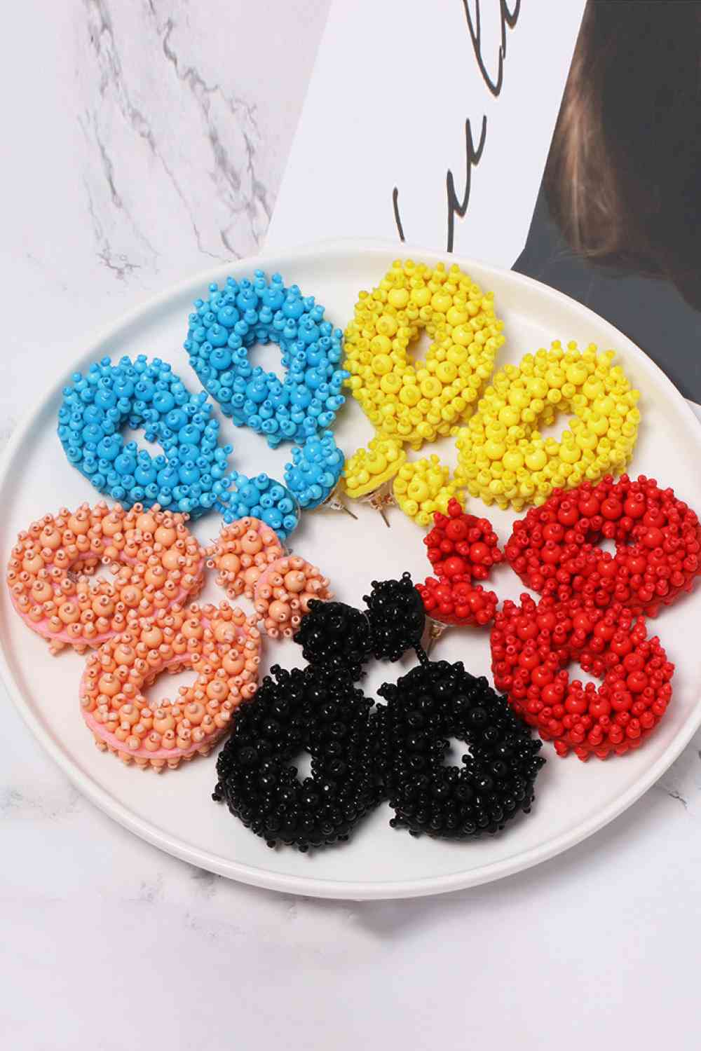 Chic Beaded Dangle Earrings - Vibrant Colors & Handcrafted Elegance