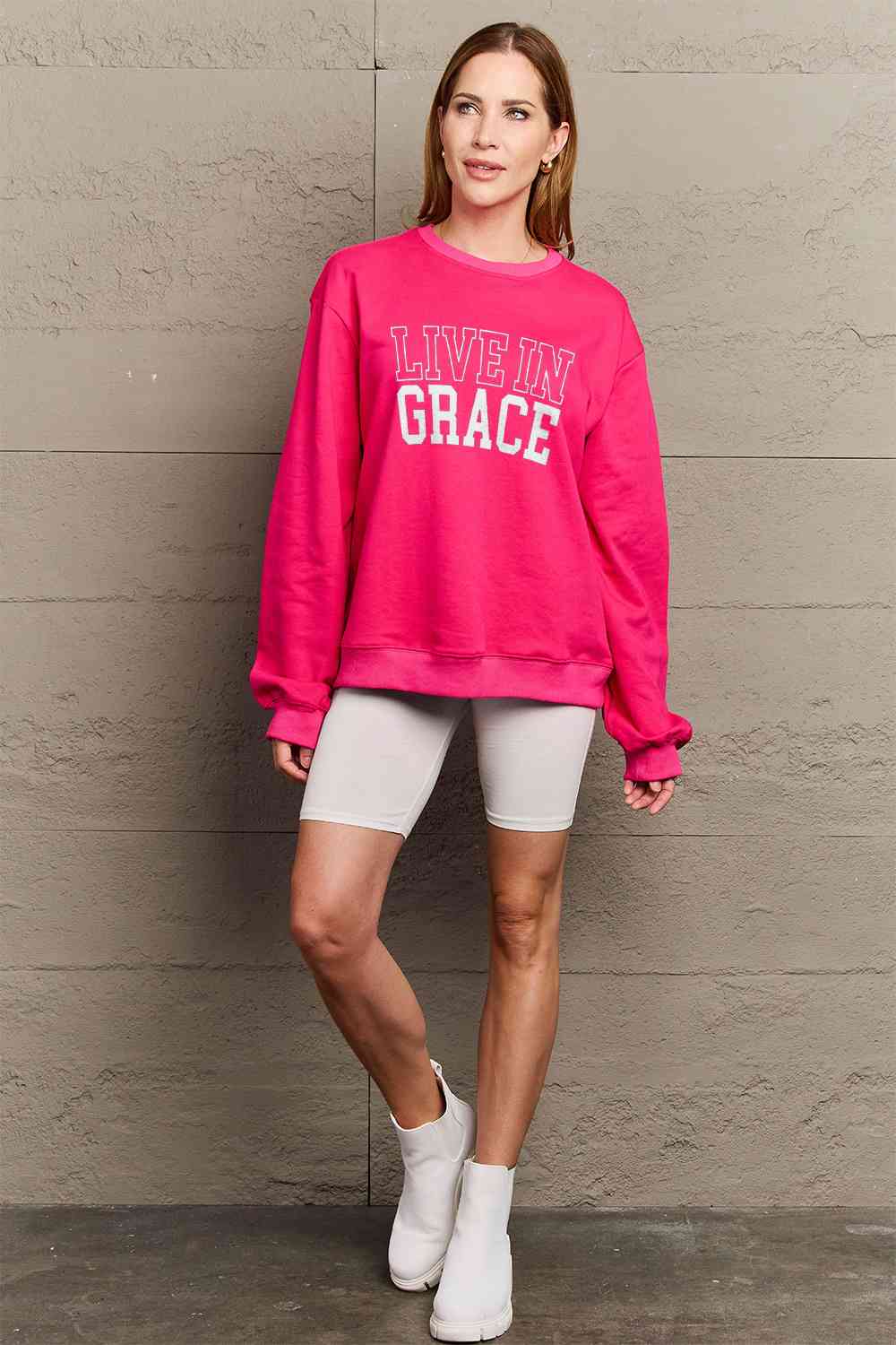 Simply Love Full Size LIVE IN GRACE Graphic Sweatshirt